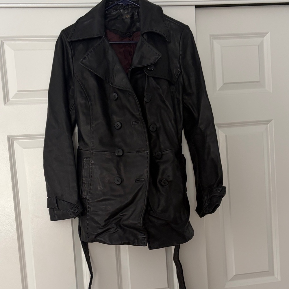 Wilsons Leather Black Trench Coat